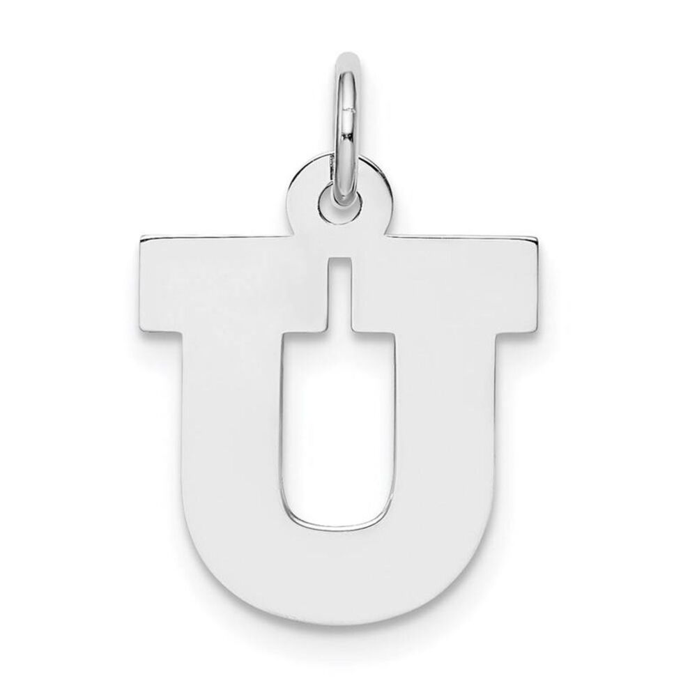Sterling Silver Amanda Collection Medium Block Style Initial U Pendant